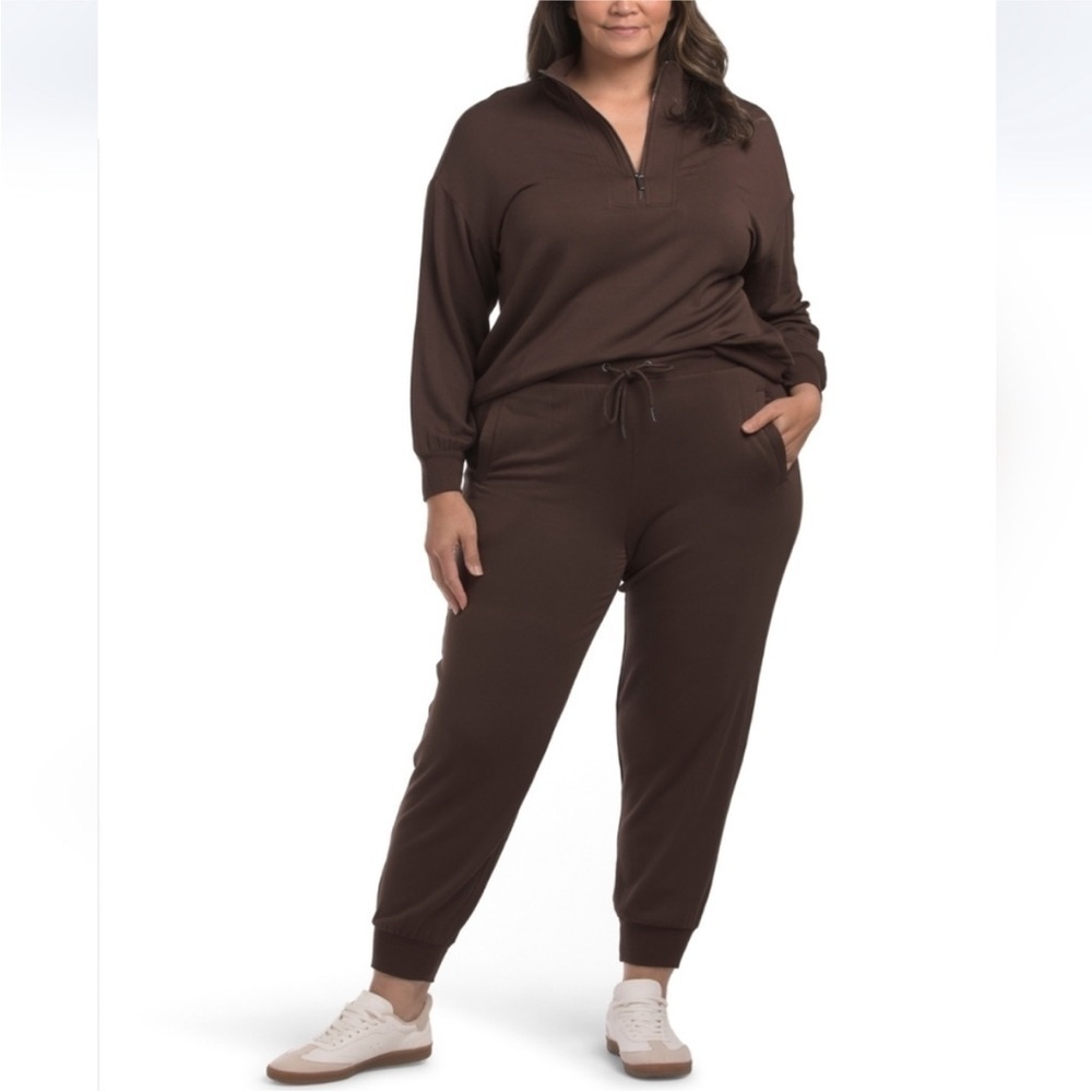 Workshop | Chocolate Brown Knit Jogger Lounge Set, Size 1X, NWT